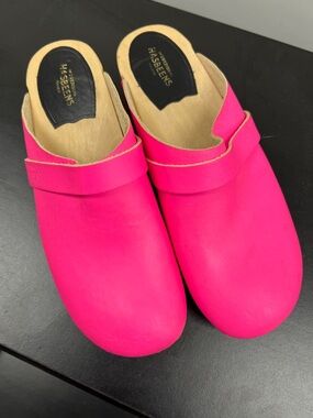 Swedish Hasbeens Pink Leather Clogs Mule Slip-On EU 40 / 9, 9.5